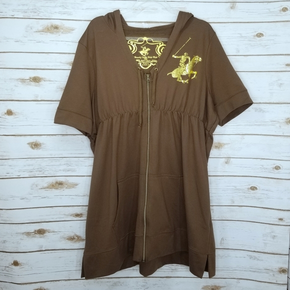 Beverly Hills Polo Club Short Sleeve Zip Up Hoodie Front Pockets Size 3X - Picture 1 of 6
